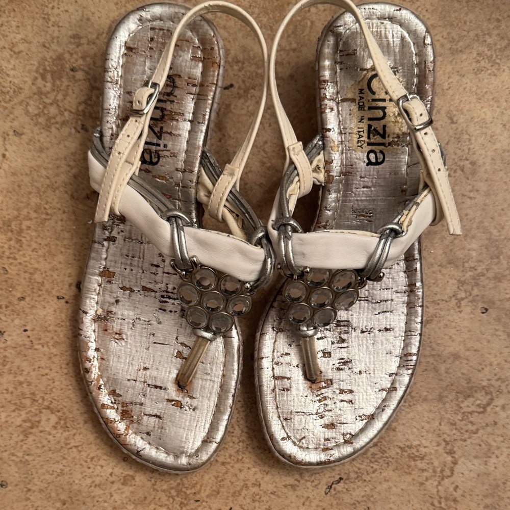 Cinzia Rocca Icons White and Silver Sandals